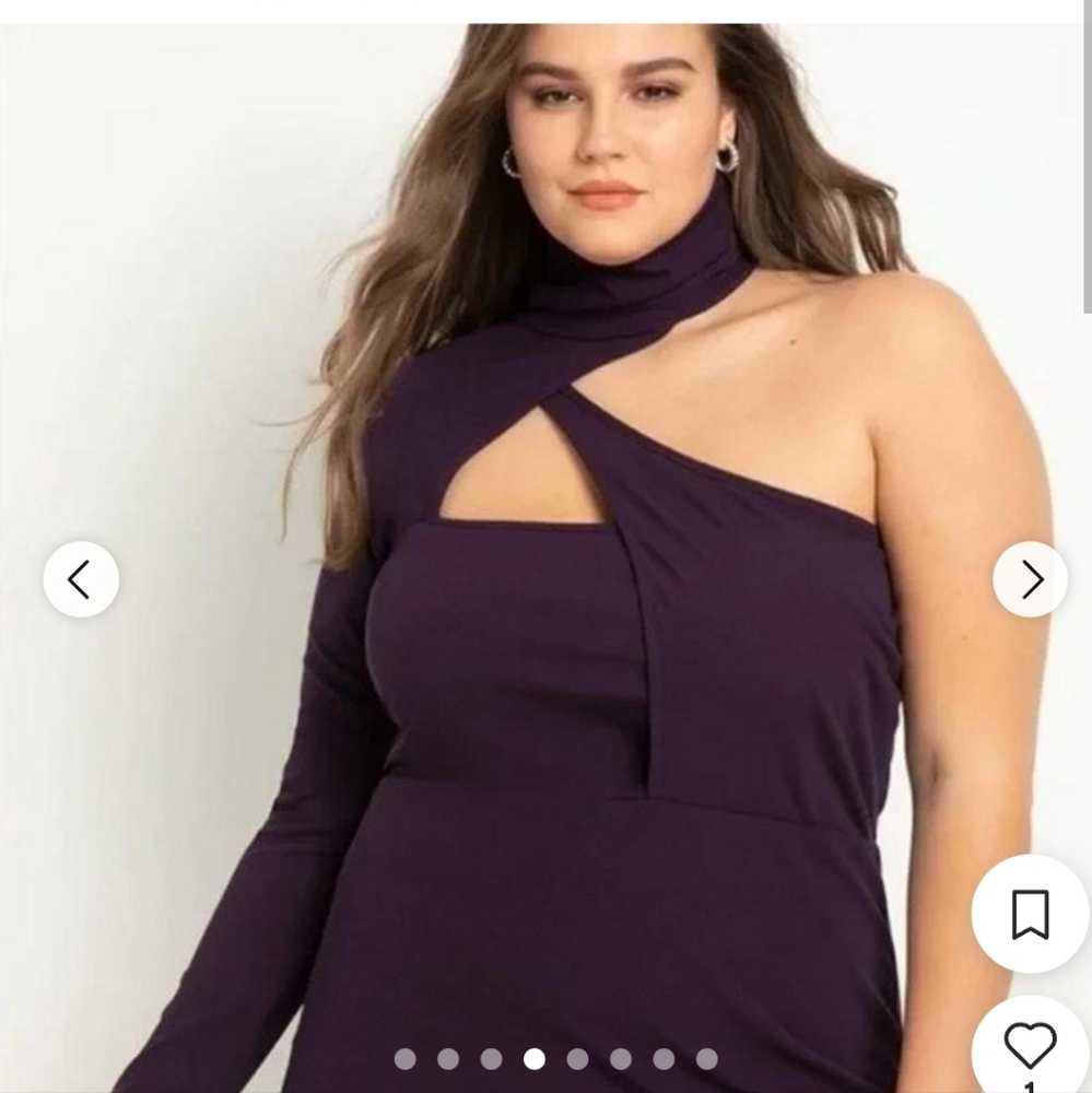 Eloquii‎ NEW NWT Womans 1 Sleeve Mockneck Purple Dress Size 22/24 - Picture 8 of 10